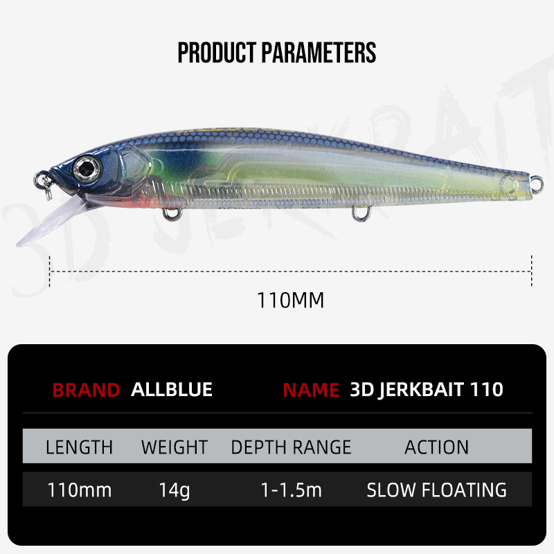ALLBLUE 3D Jerkbait Wobbler Fi - Fishing Lure Jerkbait recension och pris