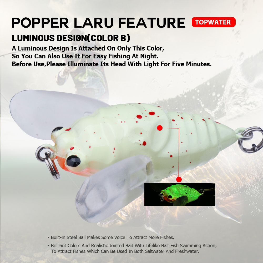 Agoie 6.5g 5cm Topwater Popper - Fishing Lure Topwater recension och pris