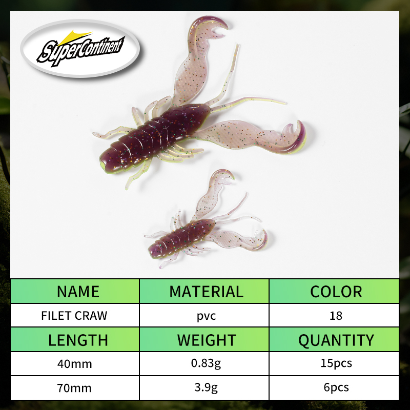 2023 Supercontinent Filet Craw - Fishing Lure Soft Plastic recension och pris